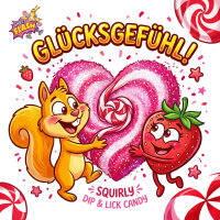 Display Komplett 15 x Squirly Dip & Lick 50g Lolly + Puder