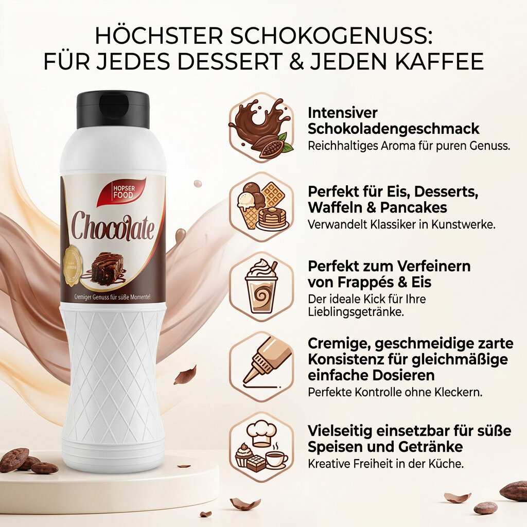 Schokolade Topping Sauce 1 kg für Eis Desserts Waffeln Pancakes Schok