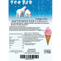 Softeis Pulver Erdbeere 1 kg IceBär für Softeismaschine 1:2,5 Mischung