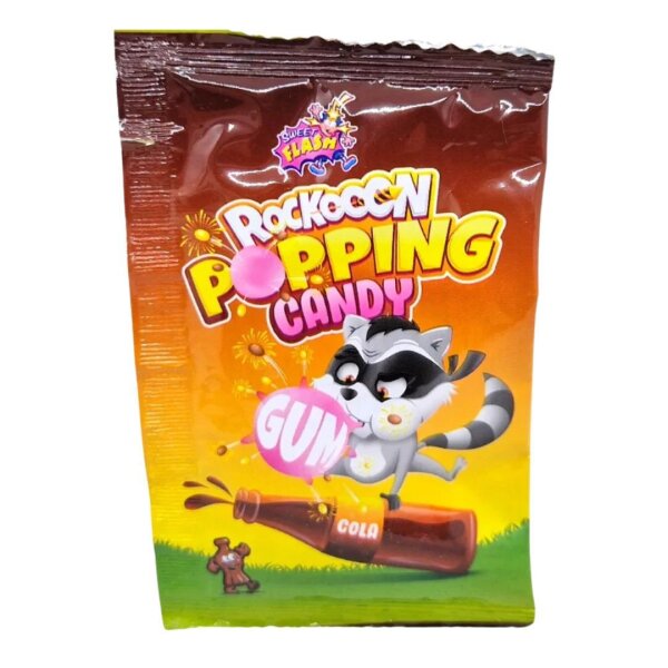 Display Komplett Rockooon Popping Candy Gum Cola Halal Kaugummi+Knisterpulver 50 Beutel a 8 g