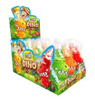 Display Komplett Dino Dipper Licker, Lutscher, 50g mit saurem Pulver 12 Stück