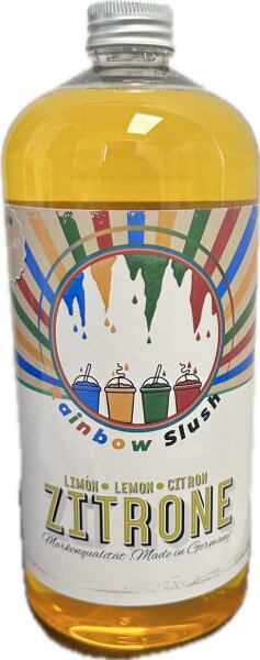 Rainbow Slush Sirup AZO FREI | Geschmack Zitrone 1 Liter Flasche | Konzentrat für Slushy Eis Slushmaschinen Eismaschinen Getränke 1:5