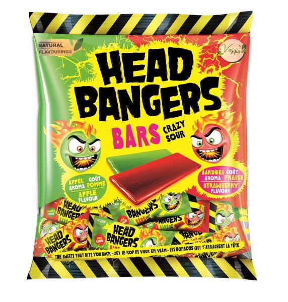 Head Bangers Bars Crazy Sour Apfel & Erdbeere 200g