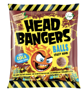 Display Komplett Head Bangers Crazy Sour 10x Hard Balls Cola, im Beutel – vegan