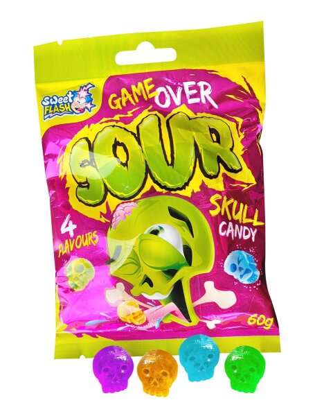 Game Over Skull Candy Saure Bonbons Totenkopf 13 Stück Gemischt