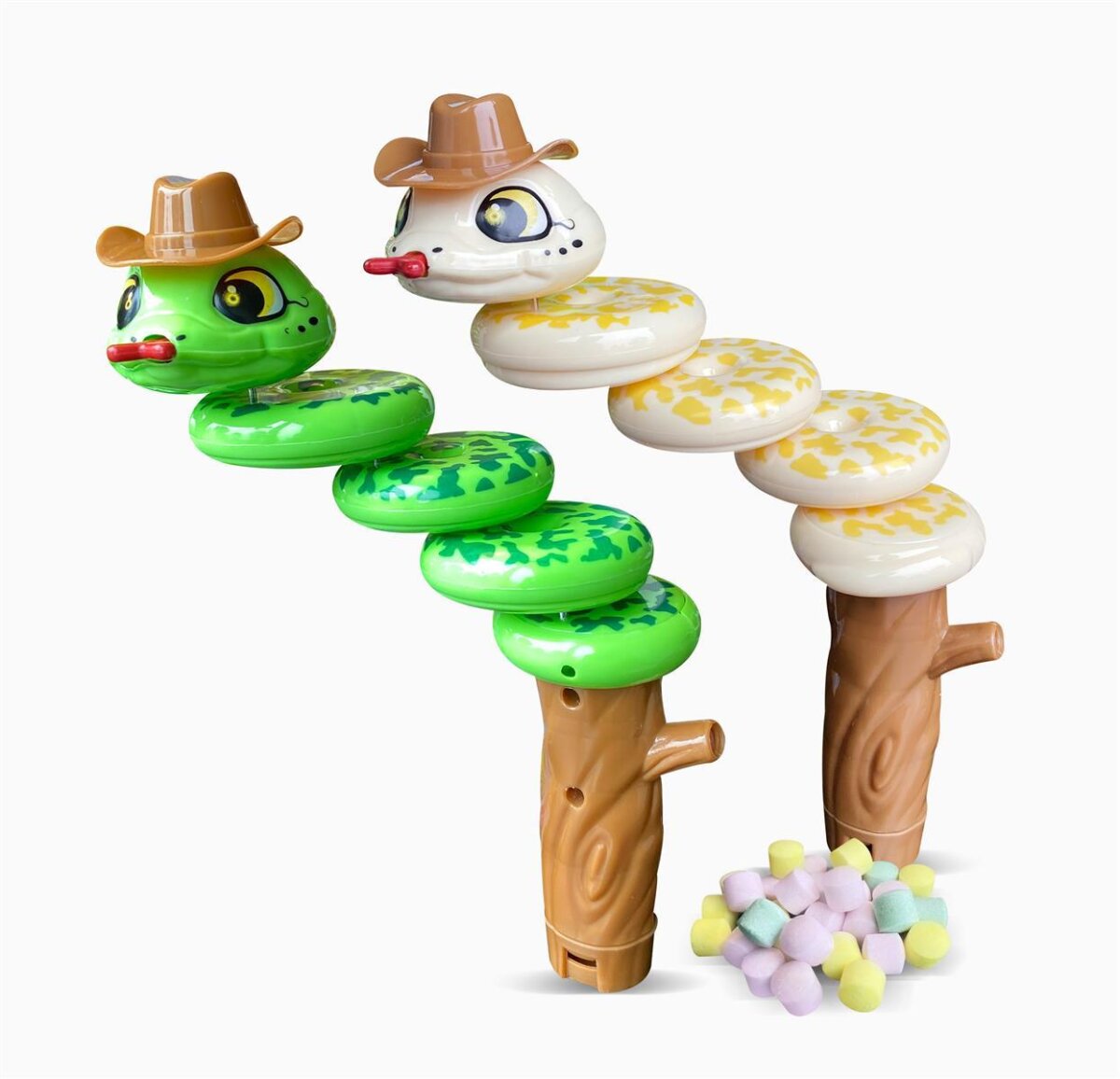 Cowboy Snake mit Pfeife und SuBigkeiten im Griff