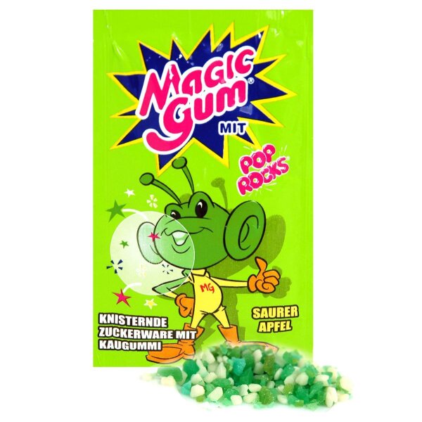 Magic Gum Pop Rocks saurer Apfel, Kaugummi, 7g Beutel