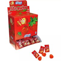 Display Komplett 200x Vidal Strawbs Erdbeeren Kaugummi...