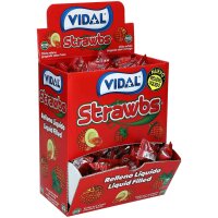 Display Komplett 200x Vidal Strawbs Erdbeeren Kaugummi Erdbeergeschmack füllung
