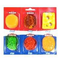 Display Komplett Vidal Burger Jelly 11x 6 einzeln verpackte und geölte Fruchtgummis in Form von Burger-Elementen