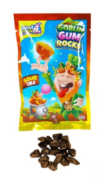 Goblin Gum Rocks Sour Cola – 45 g Beutel Kaugummi...