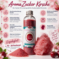 Aroma Zuckerwattezucker Kirsche Geschmack rot 230 g Flasche