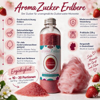 Aroma Zuckerwattezucker Erdbeere Geschmack rot 230 g Flasche