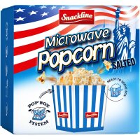 Snackline 2 x100g Microwellen Popcorn Salzig  mit Popcornbox – Kino-Feeling für Zuhause!