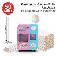 50 Zuckerwatte Stäbe 30 cm x 1 cm für Vollautomatischer Zuckerwatten Verkaufsautomat Papier Stabil