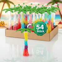 Karton Slush Cups Palmen Design 54 Stück 400 ml Mehrweg Slush Becher mit Strohhalm BPA frei