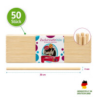 50 Zuckerwattestäbe 30 cm aus Kiefernholz 4 x 4 mm...
