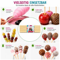 50 Zuckerwattestäbe 30 cm aus Kiefernholz 4 x 4 mm Vierkantstäbe