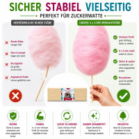 50 Zuckerwattestäbe 30 cm aus Kiefernholz 4 x 4 mm Vierkantstäbe