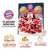 FC Bayern München Adventskalender 2026 Premium 180g – Schokolade, 10€ Gutschein & Gewinnspiel