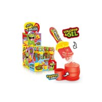 Johny Bee Splash Brush Lollipop & Gel mit Fruchtpulver – 1 x 50 g – Lustiger Pinsel-Lutscher mit Fruchtgel & Dextrose-Pulver– Candy Spaß für Kinder