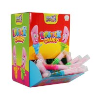 Display Komplett 100x Candy Lipstick– Süße Lippenstift-Bonbons – Wiederverschließbar & bunt im Retro-Design – Lustige Zungenmaler für Kinder & Erwachsene