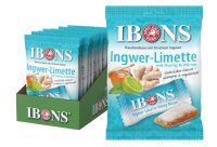 IBONS Ingwer-Limette-Honig-Minze – 92 g Kaubonbons mit frischem Ingwer – glutenfrei, lactosefrei & vegetarisch – einzeln aromaversiegelt