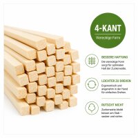 100 Zuckerwattestäbe 30 cm aus Kiefernholz 4 x 4 mm Vierkantstäbe