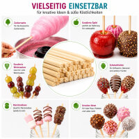 100 Zuckerwattestäbe 30 cm aus Kiefernholz 4 x 4 mm Vierkantstäbe