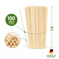 100 Zuckerwattestäbe 40 cm aus Kiefernholz 4 x 4 mm...