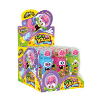 Display Johny Bee Sour Brain Powder 12er Lollipop mit saurem Pulver