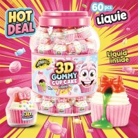 Johny Bee 3D Gummy Cupcake Liquid 60 Stück Rindergelatine Gummibonbon Cupcake mit flüssigem Kern