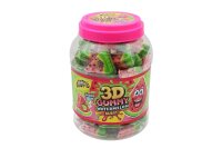 Johny Bee 3D Gummy Watermelon Burst 60 Stück Rindergelatine Wassermelonen Gummibonbon mit flüssigem Kern Display