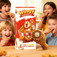 Wingy Crunch Crispy Chicken Chocolate 50 g Knusprige Milchschokolade mit cremiger Füllung und Karamellkeks