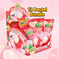 Display Komplett Peelable Gummies Lychee 12 x 75 g Fruchtgummi Bundle