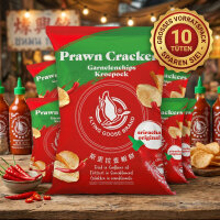 Bundle 10 x Flying Goose Garnelenchips Sriracha Original 10 x 80 g Knusprige Krupuk mit Chili Geschmack