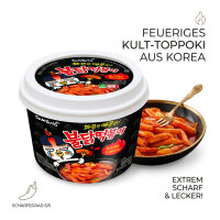 Samyang Dukboki Topokki Cup Hot Chicken 185 g koreanische Reiskuchen scharfes Instantgericht