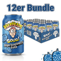 Bundle 12er Warheads Sour Blue Raspberry Soda 330ml Tray USA Import