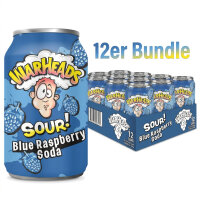 Bundle 12er Warheads Sour Blue Raspberry Soda 330ml Tray USA Import