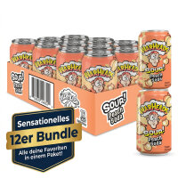 Bundle 12er Warheads Sour Peach Soda 330ml Tray USA Import