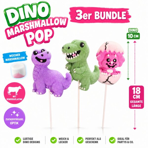 Marshmallow Lollipop Monster Dino Mix 3er Set XXL 18 cm...