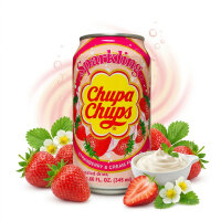 Chupa Chups Sparkling Soda Strawberry & Cream 345 ml – Prickelndes Erfrischungsgetränk aus Südkorea
