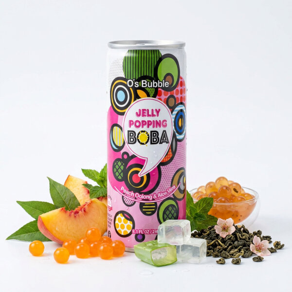 Os Bubble Jelly Popping Boba Peach Oolong & Aloe Vera...