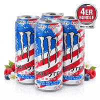 Bundle 4x Monster Energy Ultra Red White & Blue Razz...