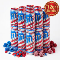 Bundle 12x Monster Energy Ultra Red White & Blue Razz...