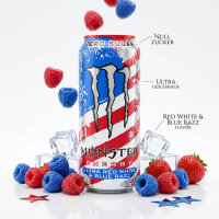 Bundle 12x Monster Energy Ultra Red White & Blue Razz...