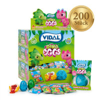 Display Komplett 200x Vidal Dino Eggs 5g – Kaugummi mit flüssiger Füllung