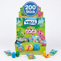 Display Komplett 200x Vidal Dino Eggs 5g – Kaugummi mit flüssiger Füllung