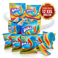 Display Komplett 24x XXL Sweet Flash Gummy Rolls Sour 40g – Rainbow Fruchtgummi-Rolle