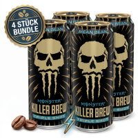 Bundle 4x Monster Energy Killer Brew Mean Bean 443 ml – Kaffee-Energy-Drink mit Vanillegeschmack 300 mg Koffein